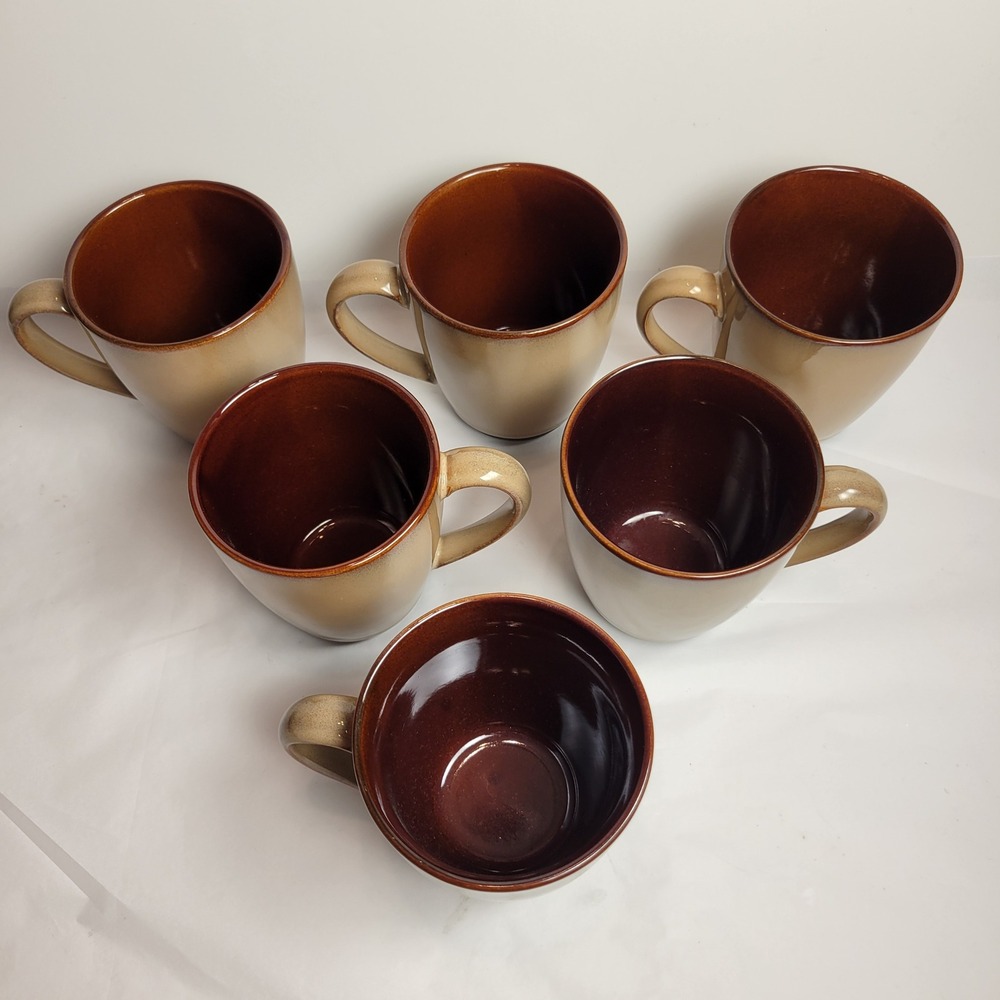 Sango Nova Brown Coffee Mugs‎ Set of 6 Tan Brown Excellent 4933 Stoneware - Picture 2 of 8